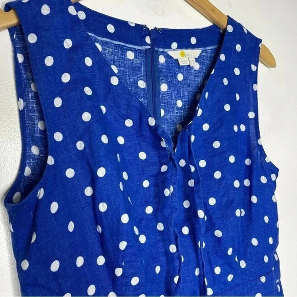 Boden Blue Polka Dot Rae Linen Dress Size 8 Tall Long - Picture 7 of 10